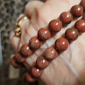 Red jasper bead necklace 18"